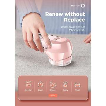 Fabric Shaver, Lint Remover, Bymore Lint Shaver Defuzzer Sweater Shaver for Clothes and Furniture AC...