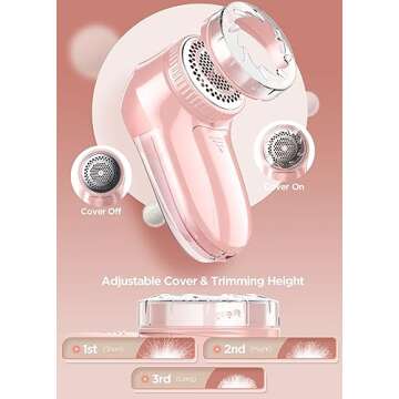 Fabric Shaver, Lint Remover, Bymore Lint Shaver Defuzzer Sweater Shaver for Clothes and Furniture AC Adapter or Battery Operated Pill Fuzz Remover (Pink)