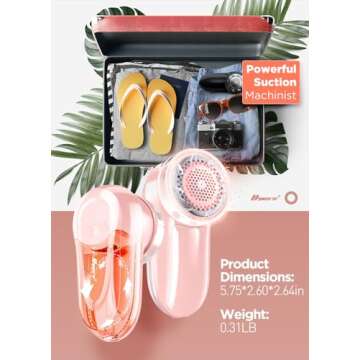 Fabric Shaver, Lint Remover, Bymore Lint Shaver Defuzzer Sweater Shaver for Clothes and Furniture AC Adapter or Battery Operated Pill Fuzz Remover (Pink)