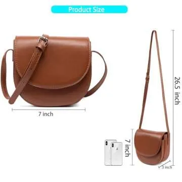 parajmn Crossbody Bag for Women Retro Simple Shoulder Bag Saddle Bag (Brown)