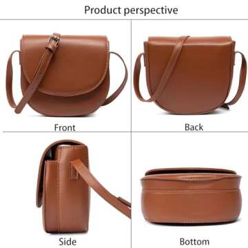 parajmn Crossbody Bag for Women Retro Simple Shoulder Bag Saddle Bag (Brown)