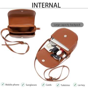 parajmn Crossbody Bag for Women Retro Simple Shoulder Bag Saddle Bag (Brown)