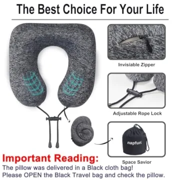 Napfun Memory Foam Travel Pillow for Ultimate Comfort