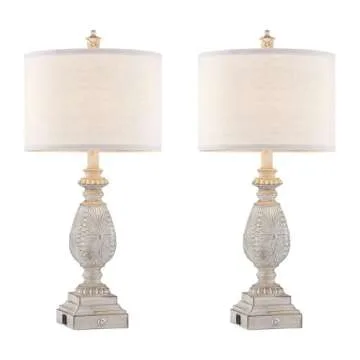 Kyrid Rustic 3-Way Touch Table Lamp Set with USB Charging