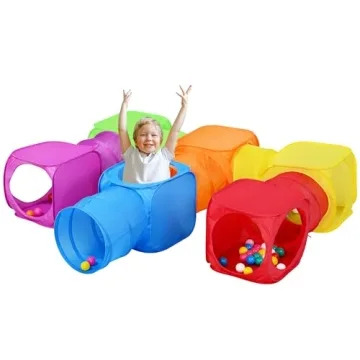 PLAY 10 Tunnel for Kids - Colorful 12 in 1 Play Tent with Cubes and Tunnels