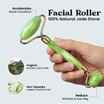 Jade Gua Sha Tool Face Roller Natural Skincare Wrinkle Reduction