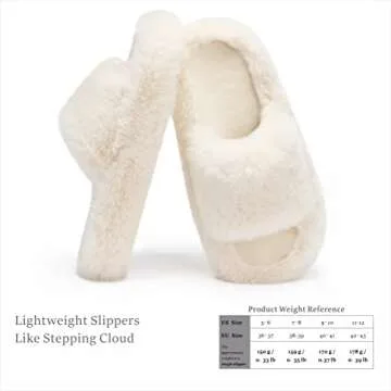 Chantomoo Women's Slippers Memory Foam House Bedroom Slippers for Women Fuzzy Plush Comfy Faux Fur Lined Slide Shoes Anti-Skid Sole Trendy Gift Slippers Beige Size 11 12 10.5