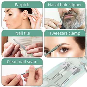 Professional Nail Clipper Pedicure Set,Manicure Set Personal Care, Nail Clipper Kit,Nail Tools with Luxurious Travel Case, Gifts for Men Women Family Friend,Green (12 Pieces)