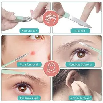 Professional Nail Clipper Pedicure Set,Manicure Set Personal Care, Nail Clipper Kit,Nail Tools with Luxurious Travel Case, Gifts for Men Women Family Friend,Green (12 Pieces)