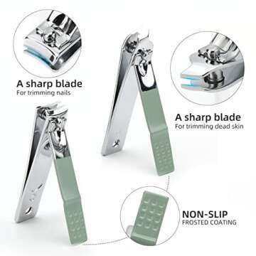 Professional Nail Clipper Pedicure Set,Manicure Set Personal Care, Nail Clipper Kit,Nail Tools with Luxurious Travel Case, Gifts for Men Women Family Friend,Green (12 Pieces)