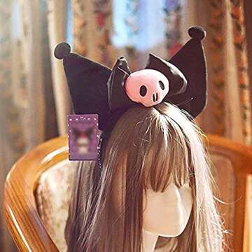 POYIPI Cute Hairpin Headband Plush Ears Headband Kawaii Headwear for Halloween Anime Costume Cosplay Accessories Lovely Jk Decorations for Women Girls