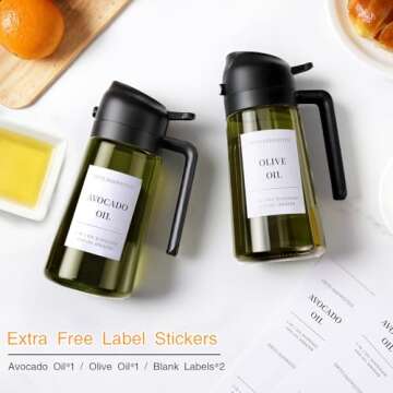 Oil Sprayer for Cooking 2pcs,2 in 1 Oil Dispenser and Oil Sprayer Kitchen Gadgets-16oz Dark Green Gl...