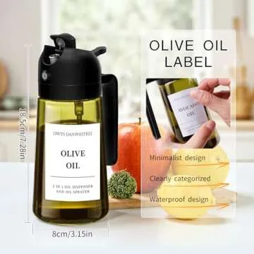 Oil Sprayer for Cooking 2pcs,2 in 1 Oil Dispenser and Oil Sprayer Kitchen Gadgets-16oz Dark Green Glass Oil Spray Bottle(Light Blockage),Olive Oil Dispenser for Kitchen,Perfect Kitchen Accessories