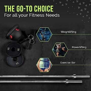 Rage Fitness Olympic Training Barbell (6FT) (15 Pound Weight) (300 LBS Capacity), Home Gym Fitness Equipment, Strength Training Workout Bar, Weight bar for Squats, Deadlift, Weightlifting, Bench Press