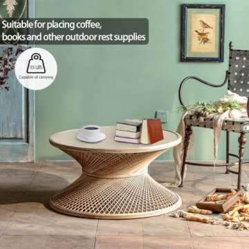 Stylish Gexpusm Rattan Coffee Table for Indoor & Outdoor Use