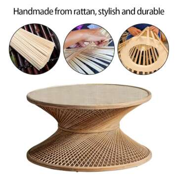 Stylish Gexpusm Rattan Coffee Table for Indoor & Outdoor Use