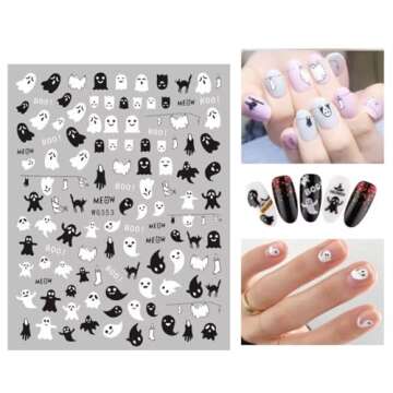12 Sheets Halloween Nail Art Stickers Decals Self-Adhesive Pegatinas Uñas Cute Kids Pumpkin Horror ...