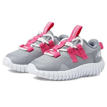 New Balance baby girls Playgruv V2 Bungee Sneaker, Steel/Hi-pink, 4.5 Big Kid US