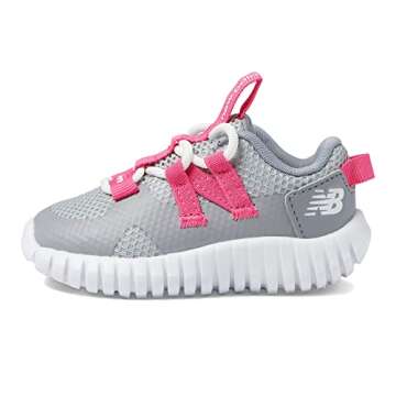 New Balance baby girls Playgruv V2 Bungee Sneaker, Steel/Hi-pink, 4.5 Big Kid US