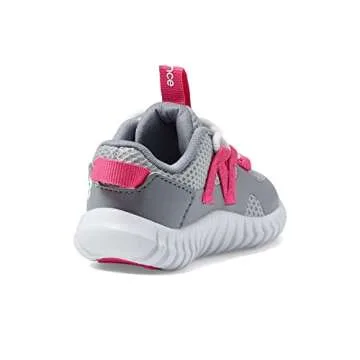 New Balance baby girls Playgruv V2 Bungee Sneaker, Steel/Hi-pink, 4.5 Big Kid US