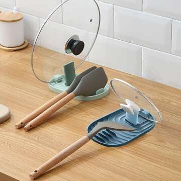 Multifunctional Spoon Rest, 2PCS Foldable Pot Lid Holder Spoon Rest Pan Pot Cover Lid Rack Shelf Stand Holder for Stove Top Kitchen Gadgets Utensil Holder for Home Use Stove Spoon Rest