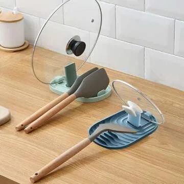 Multifunctional Spoon Rest, 2PCS Foldable Pot Lid Holder Spoon Rest Pan Pot Cover Lid Rack Shelf Stand Holder for Stove Top Kitchen Gadgets Utensil Holder for Home Use Stove Spoon Rest