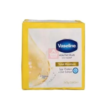 Vaseline Healthy Plus Bar Soap Total Moisture Set - 3 x 75g, Moisturizing & Refreshing