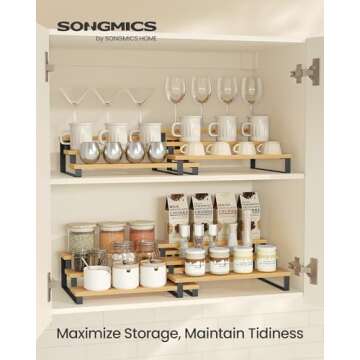 SONGMICS Display Risers, Set of 2 Engineered Wood Perfume Organizer Stand, 3-Tier Cupcake Stand Hold...