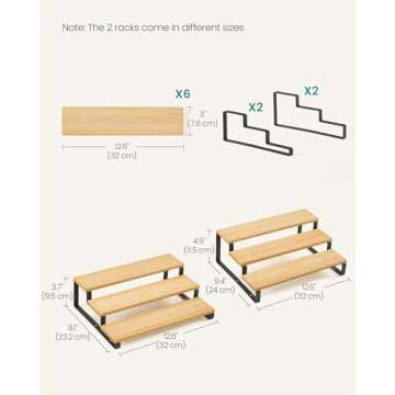 SONGMICS 3-Tier Display Risers for Stylish Organization