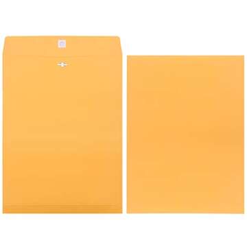 Frienda 4 Sizes Clasp Envelopes Kraft Paper Catalog Clasp Envelope with Clasp Closure for Filing, Storing or Mailing Documents, 50 Pieces (Yellow,6 x 9 In, 9 x 12 In, 10 x 13 In, 12 x 15.5 In)