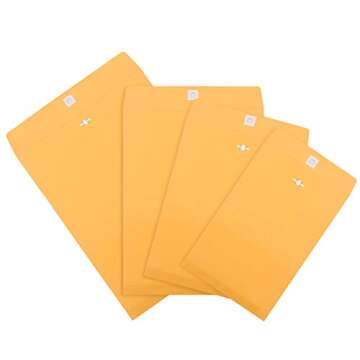 Frienda 4 Sizes Clasp Envelopes Kraft Paper Catalog Clasp Envelope with Clasp Closure for Filing, Storing or Mailing Documents, 50 Pieces (Yellow,6 x 9 In, 9 x 12 In, 10 x 13 In, 12 x 15.5 In)