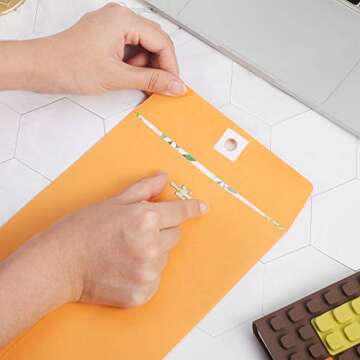 Frienda 4 Sizes Clasp Envelopes Kraft Paper Catalog Clasp Envelope with Clasp Closure for Filing, Storing or Mailing Documents, 50 Pieces (Yellow,6 x 9 In, 9 x 12 In, 10 x 13 In, 12 x 15.5 In)