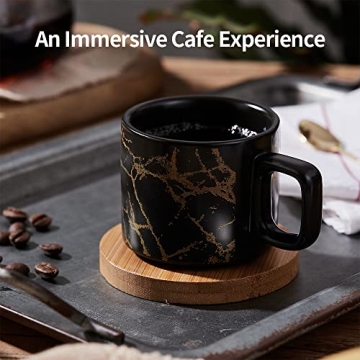 LUKA Porcelain Espresso Cups Set with Stand for Coffee Lovers