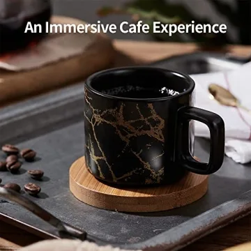 LUKA Porcelain Espresso Cups Set with Stand for Coffee Lovers