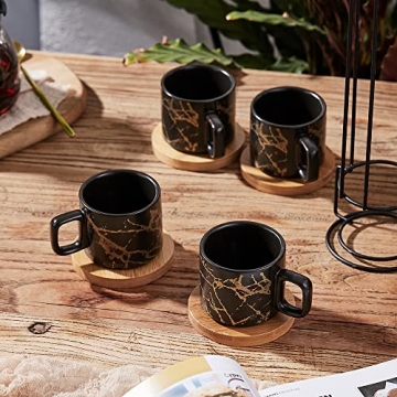 LUKA Porcelain Espresso Cups Set with Stand for Coffee Lovers