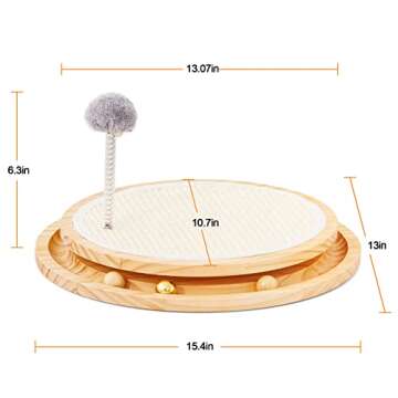 LMUGOOS Cat Scratcher, Cat Natural Sisal Scratching Pad, Kitten Interactive Toy with Ball Track Spring Ball for Chasing Hunting Mental Physical Exercise Puzzle