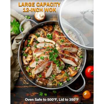 Cooks Standard 12 Inch Wok Pan for Safe Everyday Cooking