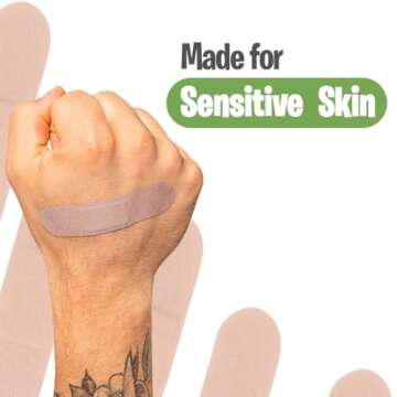 PATCH 100 Count Value Pack, Organic Natural Bamboo Eco-Friendly Adhesive Bandages for Abrasions & Grazes, Hypoallergenic Wound Care for Sensitive Skin, Compostable, Biodegradable, Latex & Plastic Free
