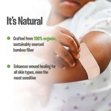 PATCH 100 Count Value Pack, Organic Natural Bamboo Eco-Friendly Adhesive Bandages for Abrasions & Grazes, Hypoallergenic Wound Care for Sensitive Skin, Compostable, Biodegradable, Latex & Plastic Free