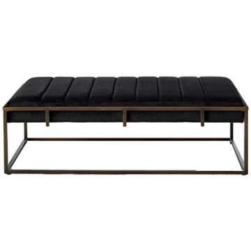 Vassy Modern Velvet Ottoman Bench with Brass Finish