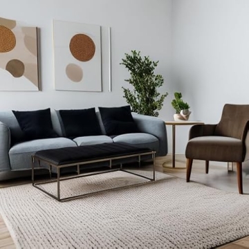 Vassy Modern Velvet Ottoman Bench with Brass Finish