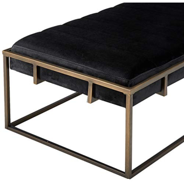 Vassy Modern Velvet Ottoman Bench with Brass Finish