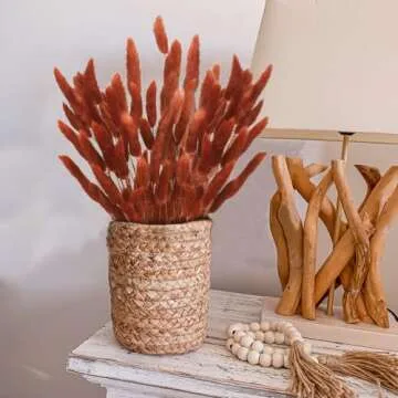 120pcs Bunny Tails Dried Flowers Plant Boho Pampas Grass 17 inch for Home Decor Wedding Bouquet Natu...