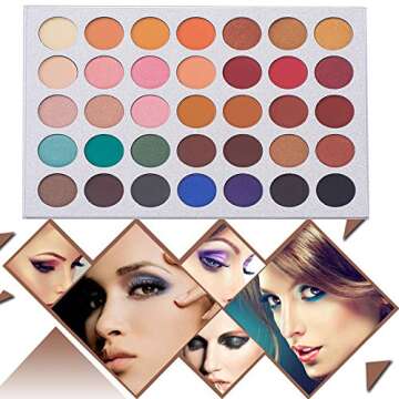 35 Colors Eyeshadow Palette with 7Pcs Makeup Brushes Set, All in One Makeup Kit Matte Shimmer Pigmen...