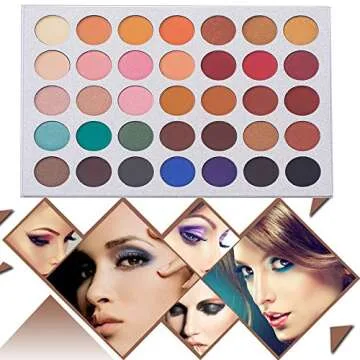 35 Colors Eyeshadow Palette with 7Pcs Makeup Brushes Set, All in One Makeup Kit Matte Shimmer Pigmen...