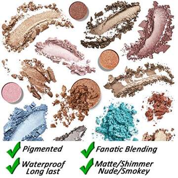 35 Colors Eyeshadow Palette with 7Pcs Makeup Brushes Set, All in One Makeup Kit Matte Shimmer Pigmented Eye Shadow Pallete Waterproof Powder Natural Nude Naked Smokey