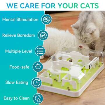ALL FOR PAWS Interactive Cat Puzzle Feeder, Cat Food Treat Dispenser Cat Toy Mental Stimulation Maze Toys Slow Feeder Cat Enrichment Toys for Indoor Cats