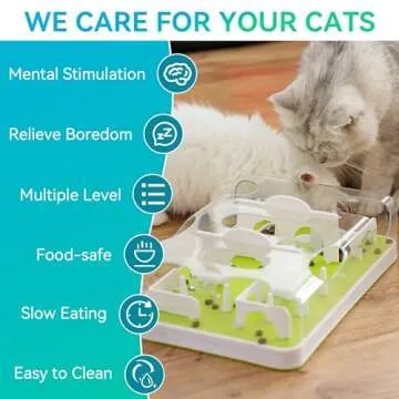 ALL FOR PAWS Interactive Cat Puzzle Feeder, Cat Food Treat Dispenser Cat Toy Mental Stimulation Maze Toys Slow Feeder Cat Enrichment Toys for Indoor Cats