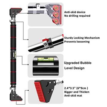 HAKENO Pull Up Bar for Doorway, Chin Up Bar Upper Body No Screw Installation - Width Adjustable With Locking Mechanism Door Frame Workout Bar - Home Fitness Equipment 501LBS