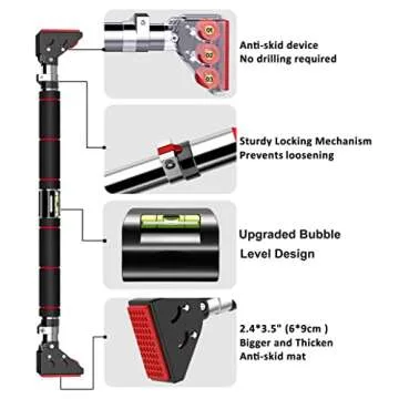 HAKENO Pull Up Bar for Doorway, Chin Up Bar Upper Body No Screw Installation - Width Adjustable With Locking Mechanism Door Frame Workout Bar - Home Fitness Equipment 501LBS